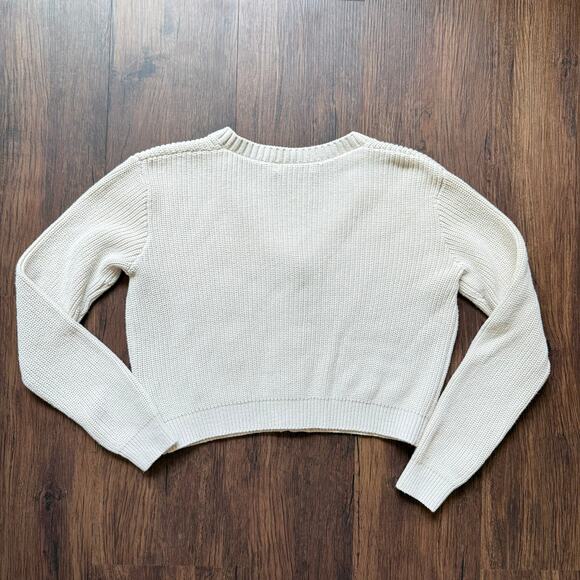 Brandy Melville Cropped Cream Cotton Blend Cardigan One Size - Picture 4 of 7